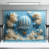 Lofaris Cloud Floral Blue Hot Air Balloon Cake Smash Backdrop